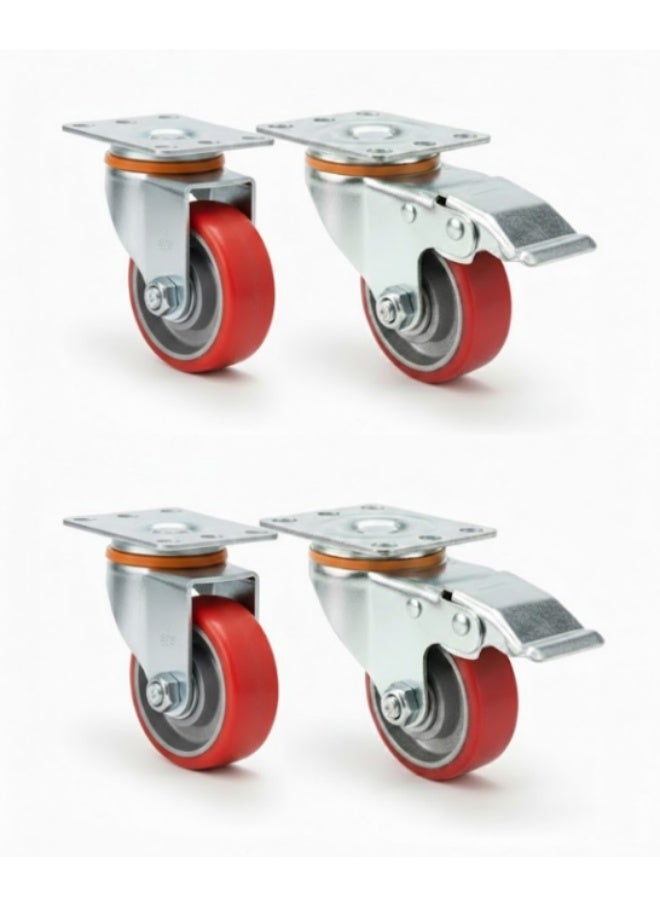 PU CASTER WHEEL 5" SWIVEL PACK OF 4 - Image 1